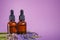 Lavender oil.Aroma of lavender.Essence with lavender scent. Aromatherapy and massage. glass bottles of essential oil and