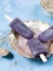 Lavender popsicles in a bowl