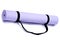 Lavender rolled yoga mat with black handy carrying strap