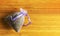 Lavender sachet for home and wardrobe freshener, natural anti-repellant, transparent organza bag with fragrant dried flowers, on a