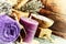 Lavender spa setting. Natural wellness concept