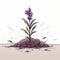 Lavender Sprouting: A Comic-style Illustration Of A Purple Plant