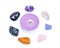 Lavender tea light candle surrounded by set of seven healing chakra stones for crystal healing