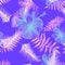 Lavender Tropical Vintage. Navy Seamless Illustration. Purple Pattern Nature. Blue Flower Textile. Indigo Spring Hibiscus.