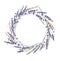 Lavender watercolor hand painted wreath wheat cereal provence