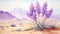 Lavender Watercolour Illustration With Yucca Tree