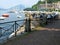 Laveno with boat view, panorama, lake maggiore with boat and mountains