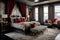 a lavish penthouse bedroom with a king-sized bed and plush furnishings