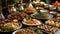 Lavish Spread of Middle Eastern Cuisine. An opulent spread of Middle Eastern dishes showcasing an array of flavors and colors,