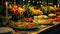 Lavish Spread of Middle Eastern Cuisine. An opulent spread of Middle Eastern dishes showcasing an array of flavors and colors,