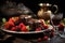 Lavish Victorian setting with rich chocolate strawberries, valentine, dating and love proposal image