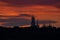 Lavra bell tower and Lavra orthodox church and monastery Silhouette.