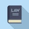 Law book icon flat vector. Regulated products safety