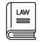 Law book icon outline vector. Regulated products safety