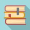 Law book stack icon, flat style