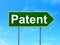 Law concept: Patent on road sign background