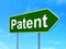 Law concept: Patent on road sign background