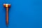 Law and court. Lawyer, attorney, judge concept. Judge gavel on blue background top view copy space