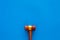 Law and court. Lawyer, attorney, judge concept. Judge gavel on blue background top view copy space