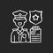 Law enforcement chalk white icon on black background