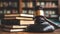 Law firm courtroom adorned with judge\\\'s gavel and books, epitomizing legal expertise. Ai Generated