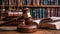 Law firm courtroom adorned with judge\\\'s gavel and books, epitomizing legal expertise. Ai Generated