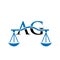 Law Firm Letter AG Logo Design. Lawyer, Justice, Law Attorney, Legal, Lawyer Service, Law Office, Scale, Law firm, Attorney