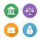 Law flat design icons set