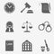 Law judge icon set, justice sign