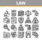 Law And Judgement Collection Icons Set Vector