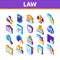 Law And Judgement Isometric Icons Set Vector