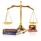 Law and Justice concept. Gavel of the judge, books of law and constitution