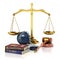 Law and Justice concept. Gavel of the judge, books of law and constitution