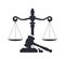 Law and justice concept. Gavel of the judge and scales of justice. Vector silhouette. Libra and gavel. Legal center or law