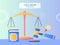 Law and justice concept with gavel and scale icon design style