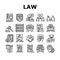 Law Justice Dictionary Collection Icons Set Vector