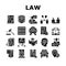 Law Justice Dictionary Collection Icons Set Vector