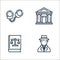 law and justice line icons. linear set. quality vector line set such as detective, law book, court