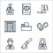 law and justice line icons. linear set. quality vector line set such as judge, knife, detective, handcuff, desk, jail, knife, law