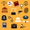 Law, justice and police flat icons