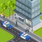 Law justice police service isometric composition with burglar caught stealing handbag from pedestrians arrest scene vector