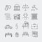 Law and justice thin line vector icons
