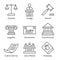 Law and Legal Icon Set with Judge, Jury, and Judicial icons