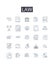 Law line icons collection. Insight, Perception, Empathy, Awareness, Sixth sense, Instinct, Introspection vector and