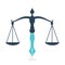 Law logo vector with judicial balance symbolic of justice scale in a pen nib.