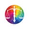 Law logo vector with judicial balance symbolic of justice scale in a pen nib.