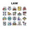 Law Notary Advising Collection Icons Set Vector