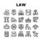 Law Notary Advising Collection Icons Set Vector