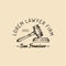 Law office logo with gavel illustration. Vector vintage attorney, advocate label, juridical firm badge.