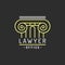 Law office logo. Vector vintage attorney, advocate label, juridical firm badge. Act, principle, legal icon design.